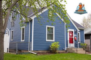 House with blue siding.